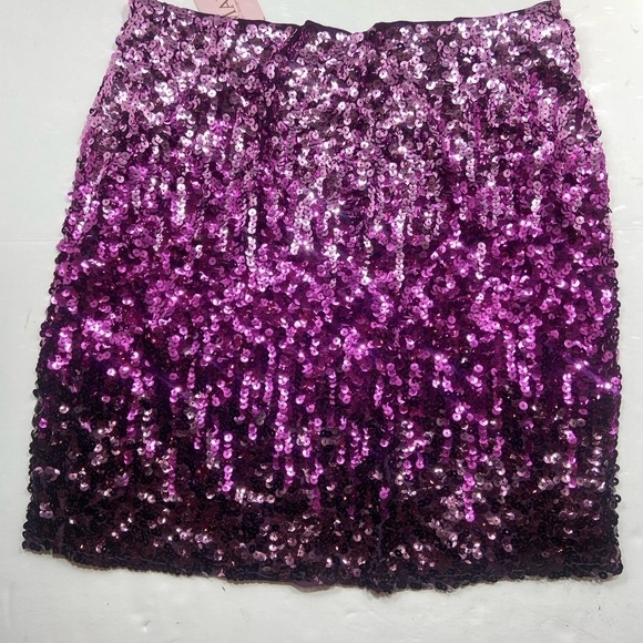 Maner Dresses & Skirts - MANER Sequined Ombre Mini Skirt Size Large Purple Elastic Waist NWT READ